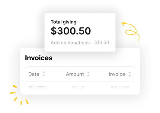 Analytics dashboard showing total giving and team engagement